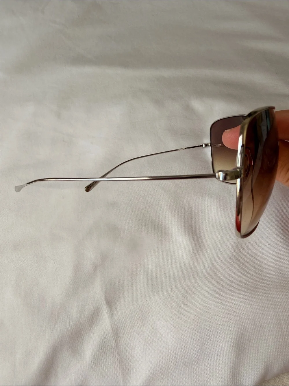 Oliver Peoples Papillon Silver Frame Brown Gradient Lens Sunglasses